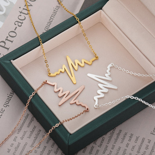 FREQUENCY WAVE STAINLESS STEEL NECKLACE CLAVICLE CHAIN