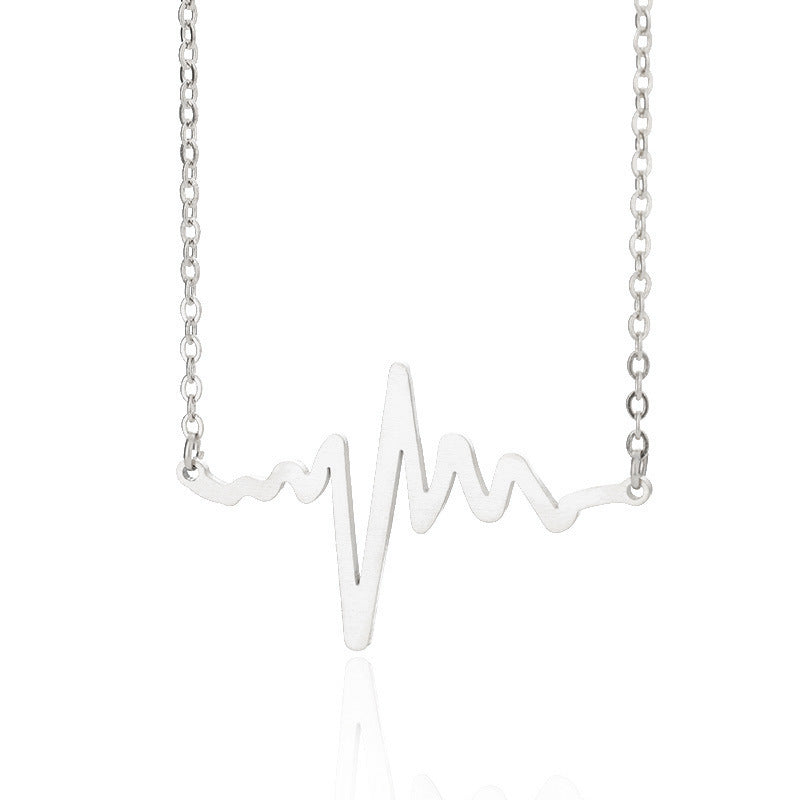 FREQUENCY WAVE STAINLESS STEEL NECKLACE CLAVICLE CHAIN