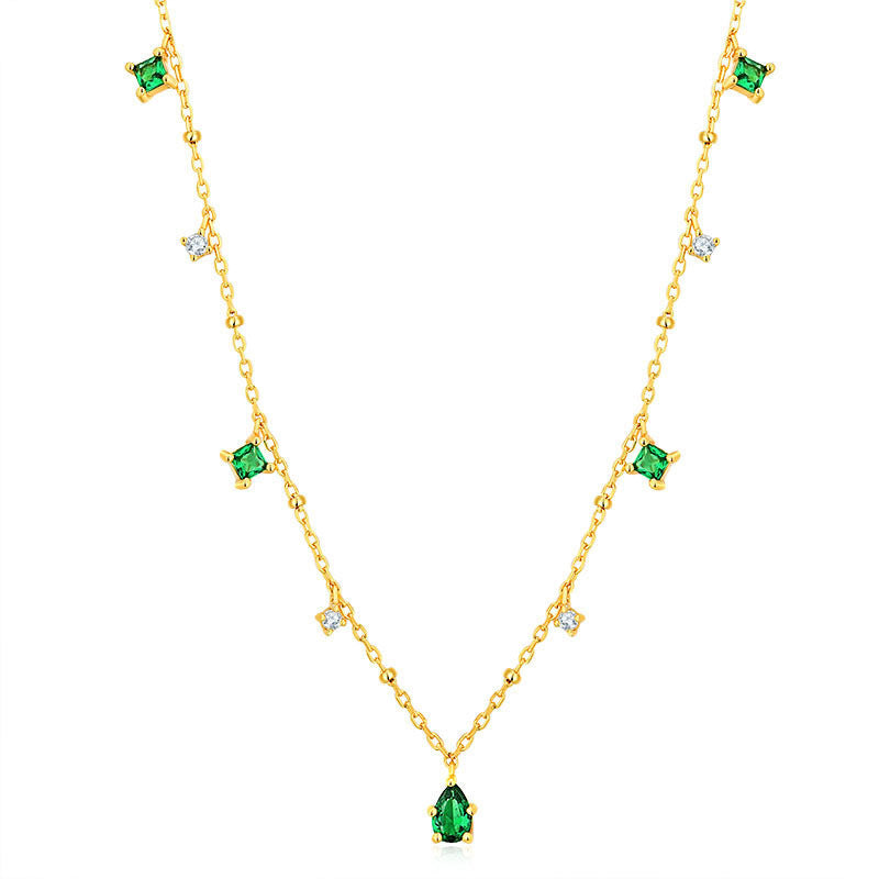 GENEROUS WATER DROP EMERALD ZICRON NECKLACE