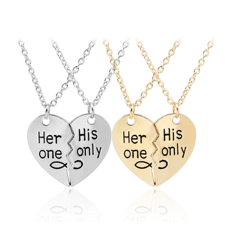 HEART SHAPE LETTERS SOUND PENDANT COUPLES NECKLACE