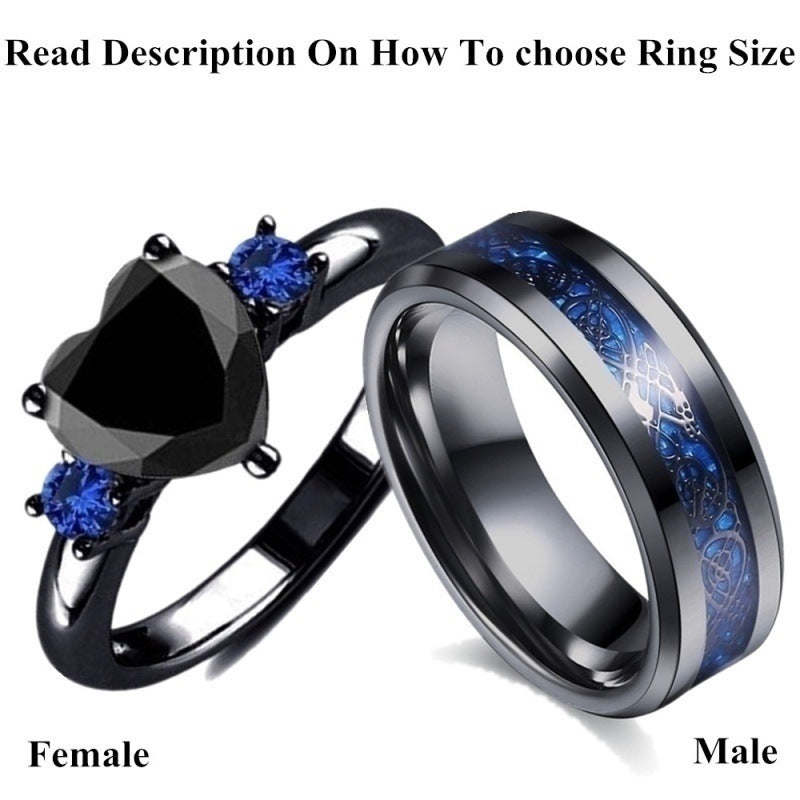 BLACK HEART GEMSTONE DIAMOND WEDDING RING