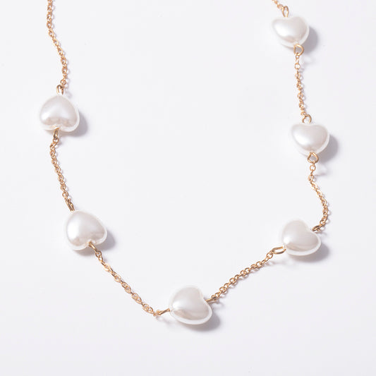 PEARL HEART SINGLE LAYER NECKLACE