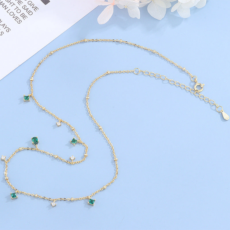 GENEROUS WATER DROP EMERALD ZICRON NECKLACE