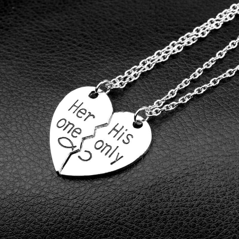 HEART SHAPE LETTERS SOUND PENDANT COUPLES NECKLACE