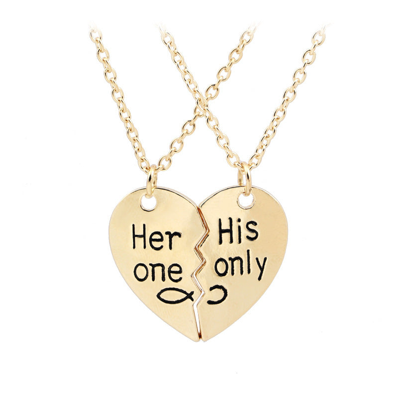 HEART SHAPE LETTERS SOUND PENDANT COUPLES NECKLACE