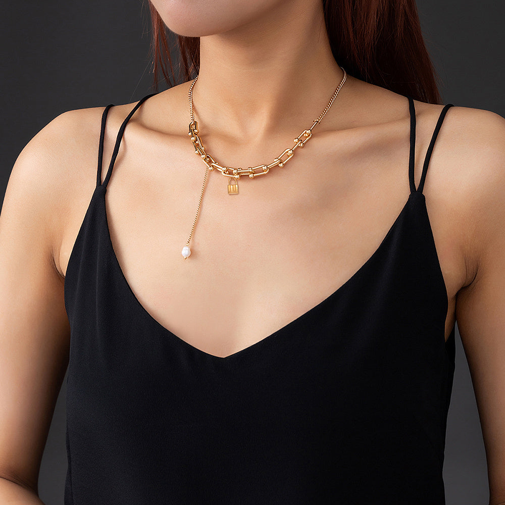 SIMPLE NATURAL FRESHWATER PEARL LONG PENDANT NECKLACE