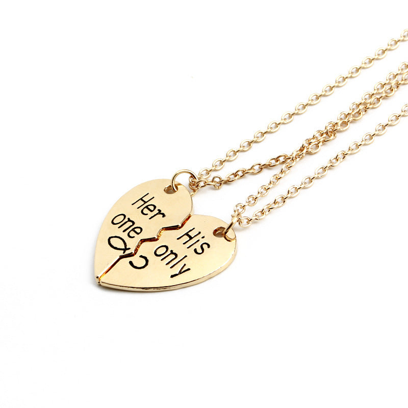 HEART SHAPE LETTERS SOUND PENDANT COUPLES NECKLACE