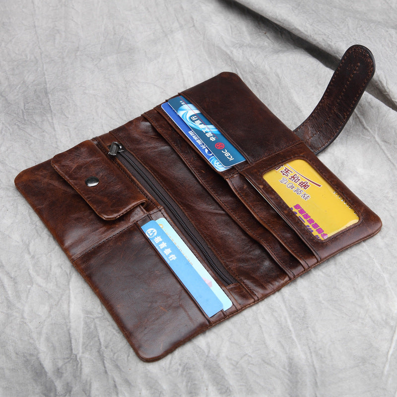 MEN'S CASUAL LONG HEAD LEATHER MONEY CLIP