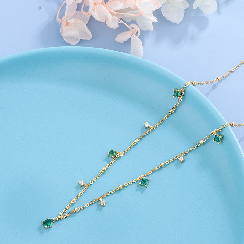 GENEROUS WATER DROP EMERALD ZICRON NECKLACE