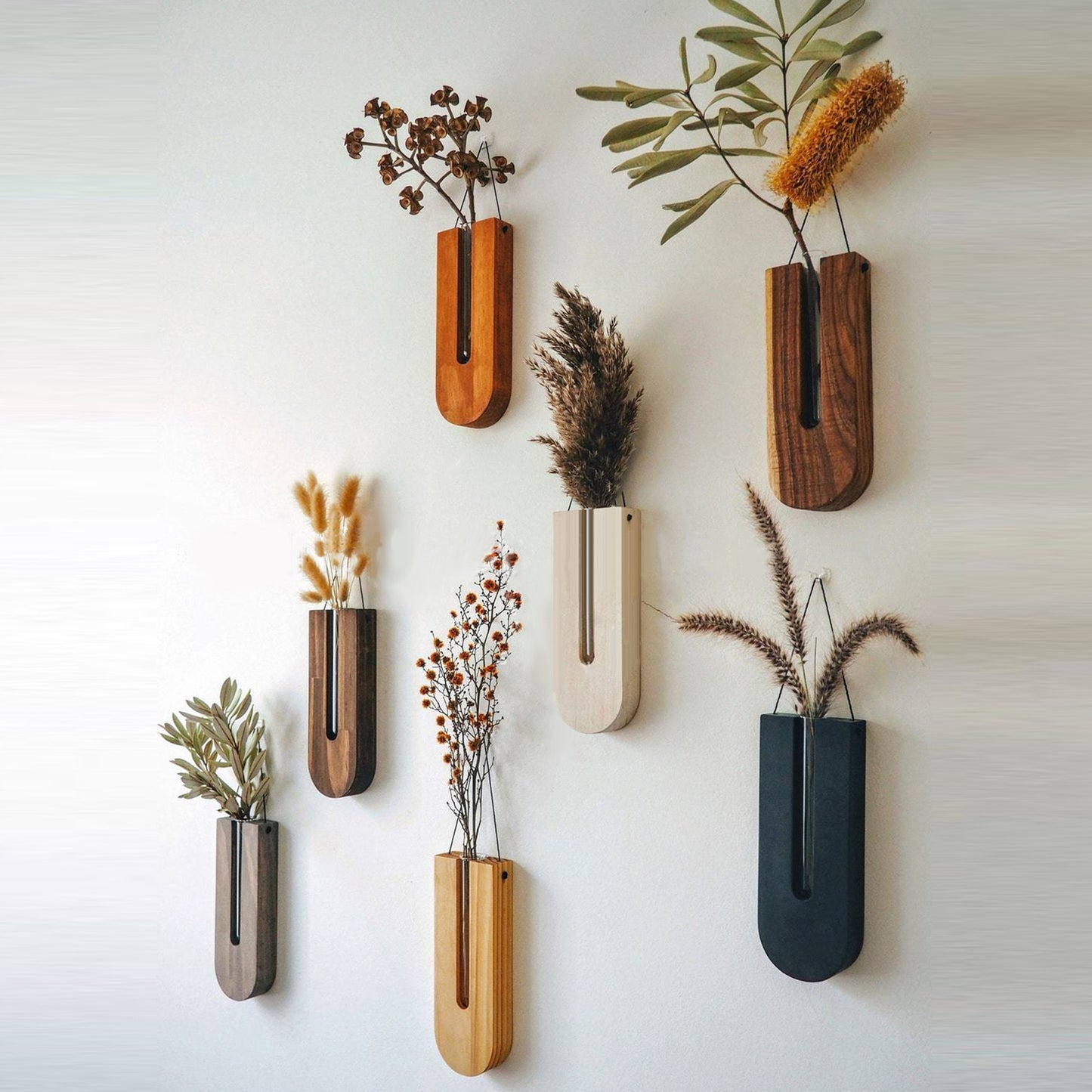 INDOOR WALL HANGING PLANTER WOODEN VASE