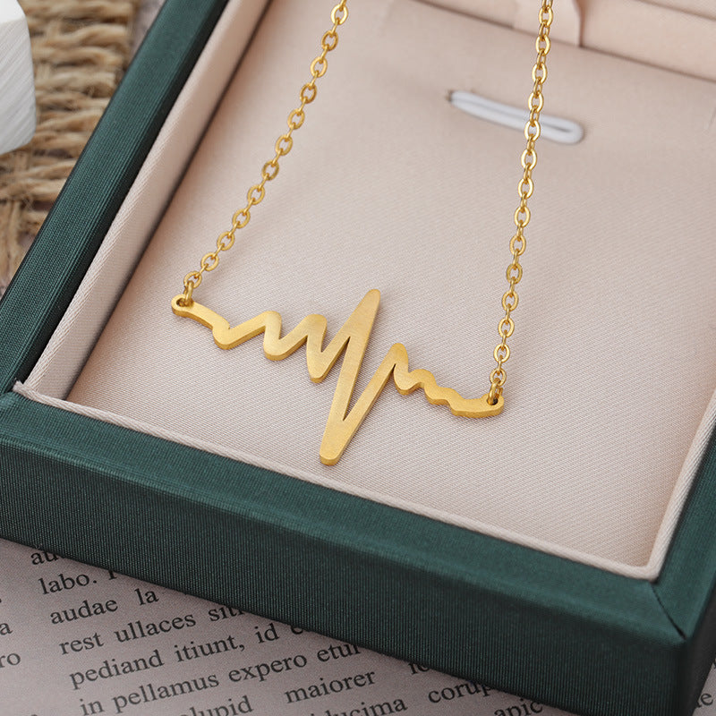 FREQUENCY WAVE STAINLESS STEEL NECKLACE CLAVICLE CHAIN