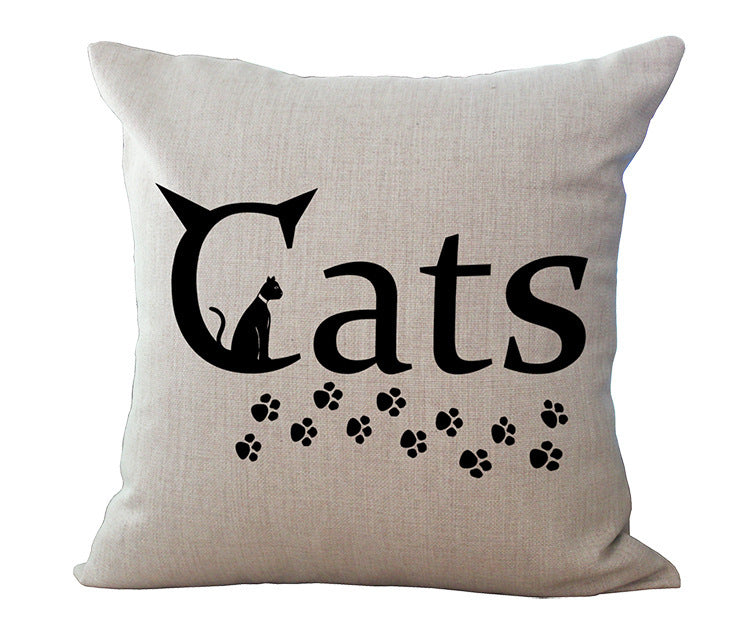 BLACK AND WHITE CAT PRINT COTTON LINEN SOFA