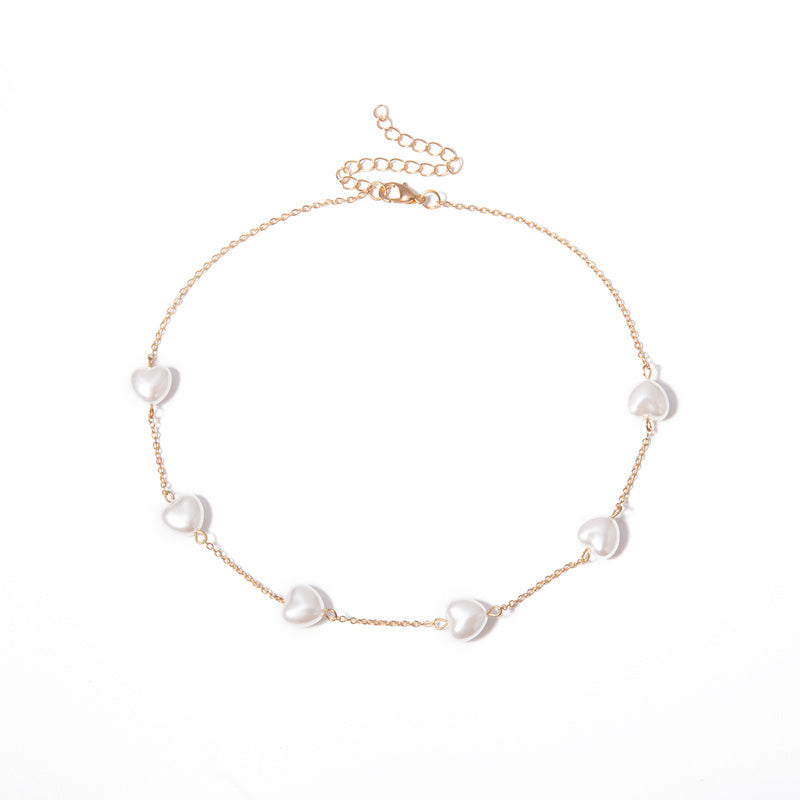 PEARL HEART SINGLE LAYER NECKLACE