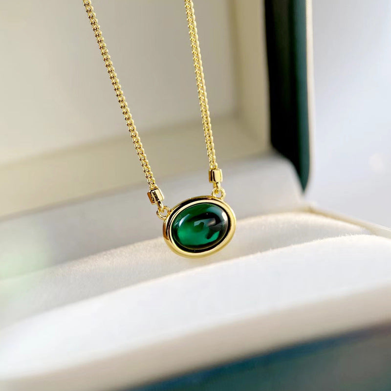 WOMEN'S HIGH END CULTIVATED EMERALD GEMSTONE NECKLACE