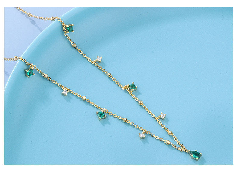 GENEROUS WATER DROP EMERALD ZICRON NECKLACE