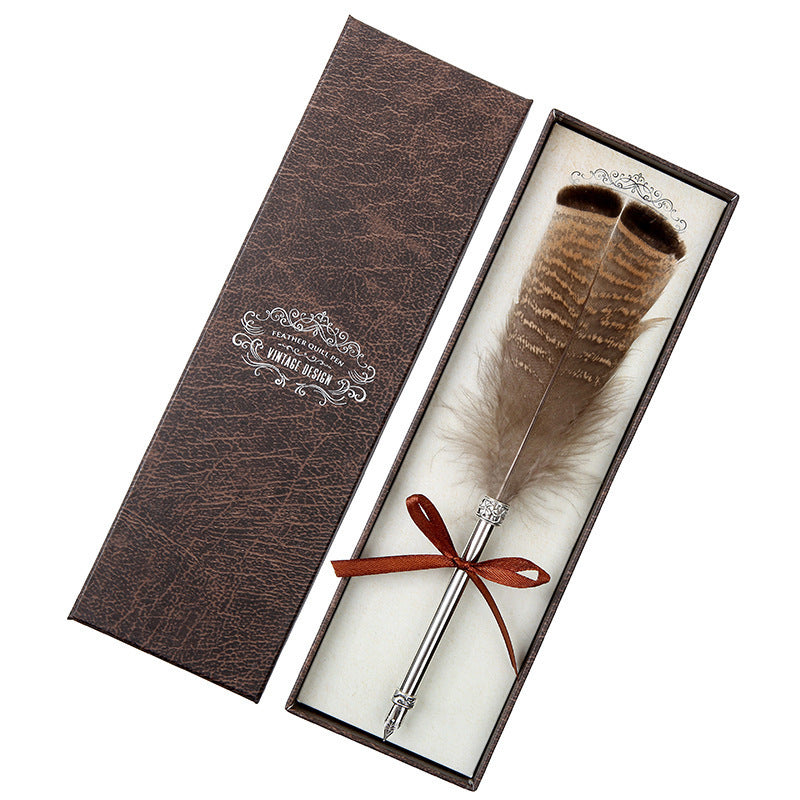 EUROPEAN RETRO FEATHER PEN GIFT BOX