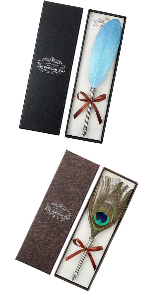 EUROPEAN RETRO FEATHER PEN GIFT BOX