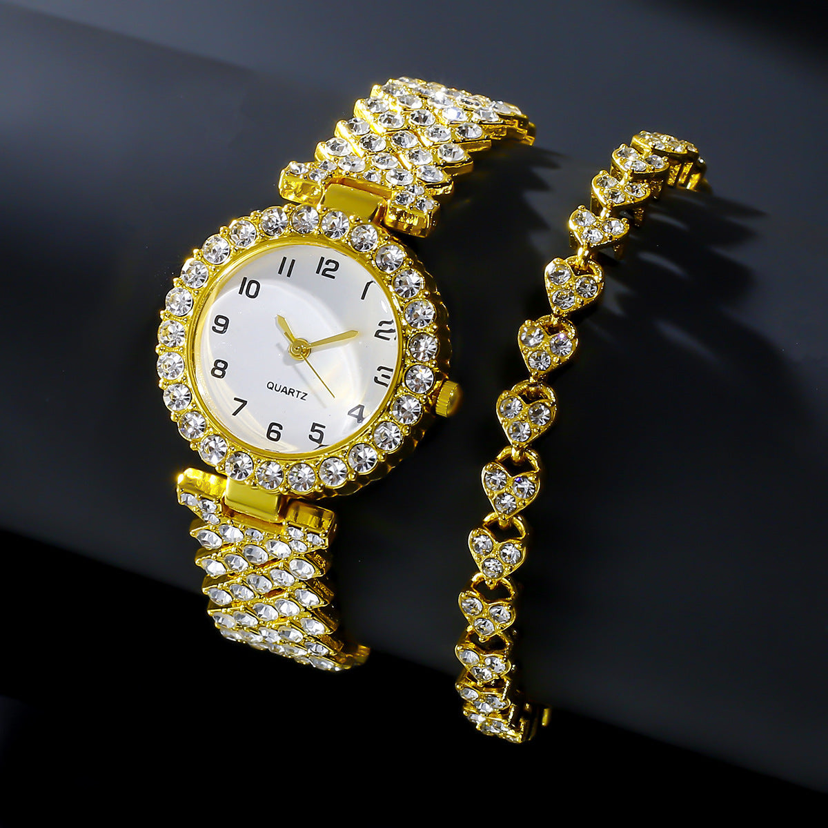 Women's Quartz Watch with Silver Strap & Matching Bracelet