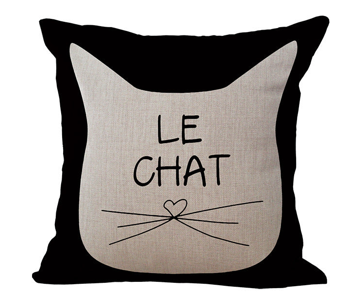 BLACK AND WHITE CAT PRINT COTTON LINEN SOFA