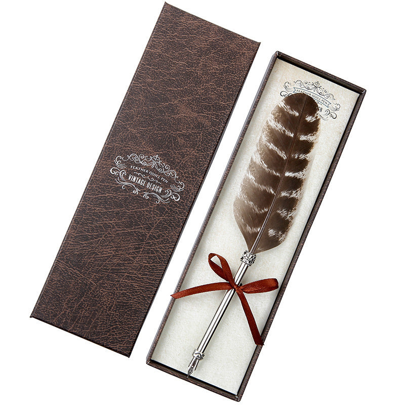 EUROPEAN RETRO FEATHER PEN GIFT BOX