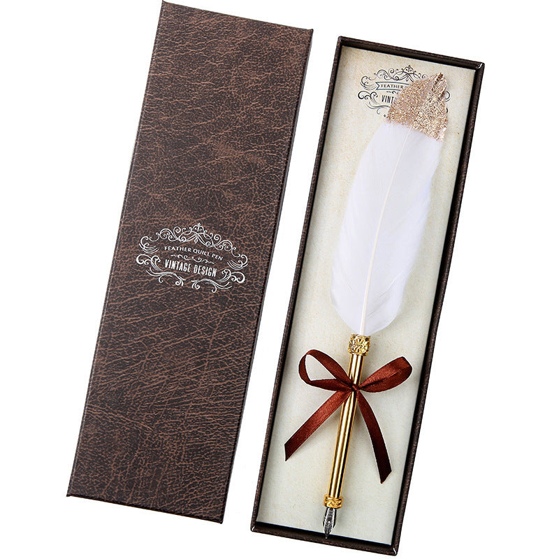 EUROPEAN RETRO FEATHER PEN GIFT BOX