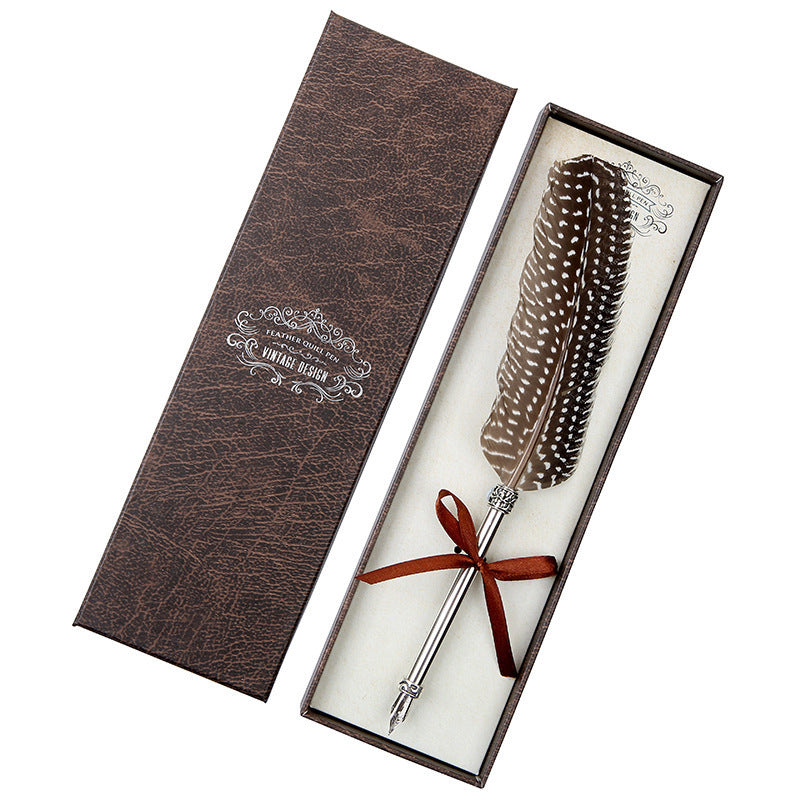 EUROPEAN RETRO FEATHER PEN GIFT BOX