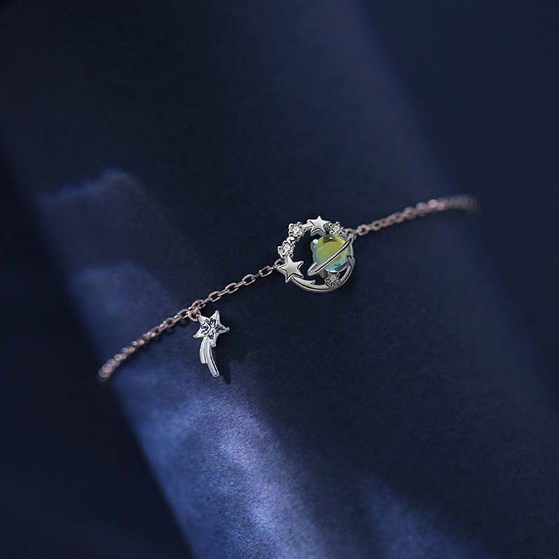 925 Sterling Silver Diamond Star Bracelet Women