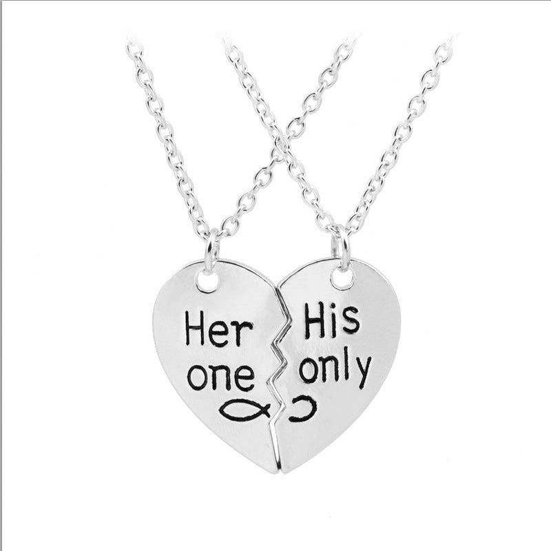 HEART SHAPE LETTERS SOUND PENDANT COUPLES NECKLACE