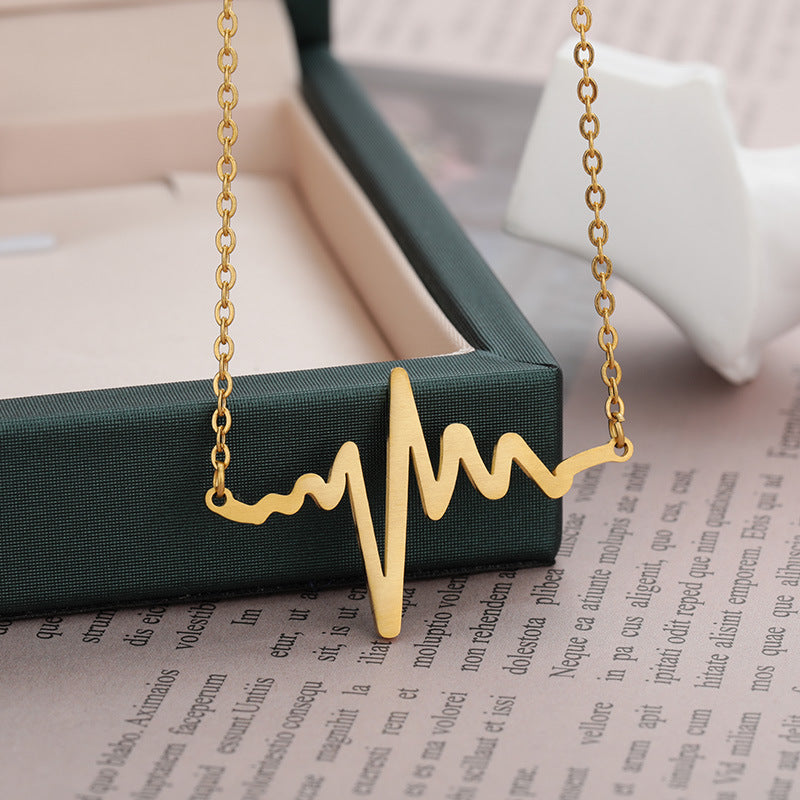 FREQUENCY WAVE STAINLESS STEEL NECKLACE CLAVICLE CHAIN