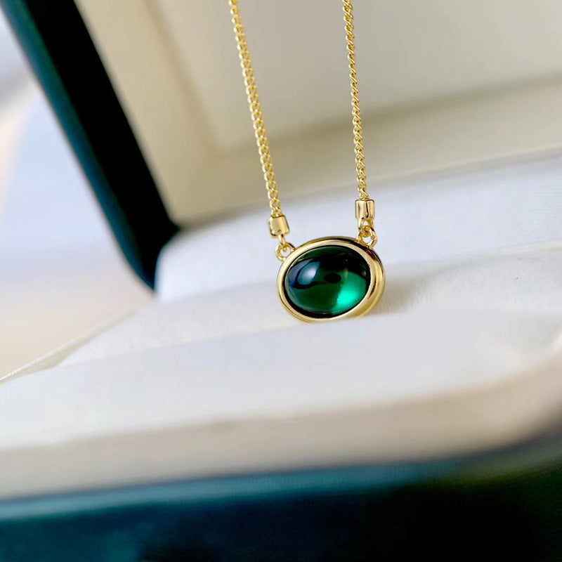 WOMEN'S HIGH END CULTIVATED EMERALD GEMSTONE NECKLACE