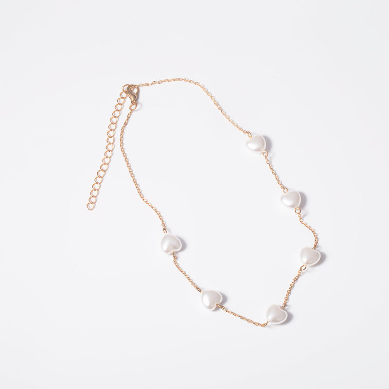 PEARL HEART SINGLE LAYER NECKLACE