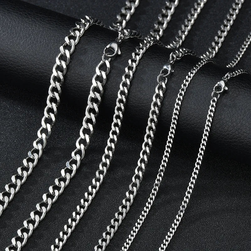 Stainless Steel Cuban Necklace - Durable Black & Gold Chain