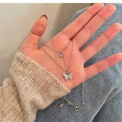 New Shiny Butterfly Necklace - Double Layer Clavicle Chain