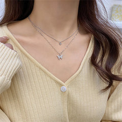 New Shiny Butterfly Necklace - Double Layer Clavicle Chain
