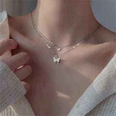New Shiny Butterfly Necklace - Double Layer Clavicle Chain