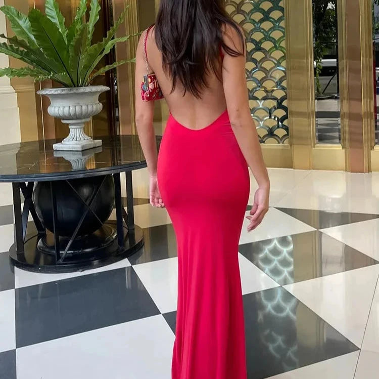 Spring Sleeveless Backless Y2K Bodycon Maxi Prom Dress