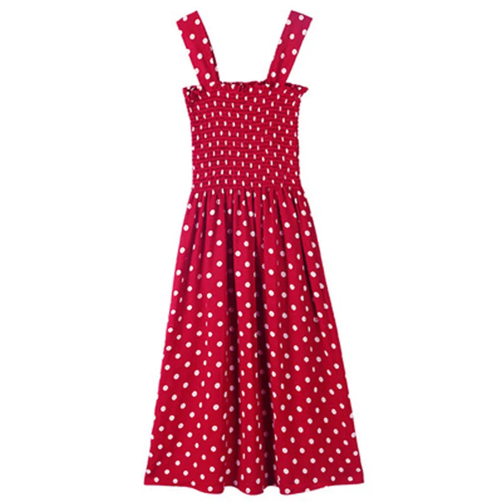 Summer Plus Size Polka Dot Sleeveless Casual Dress