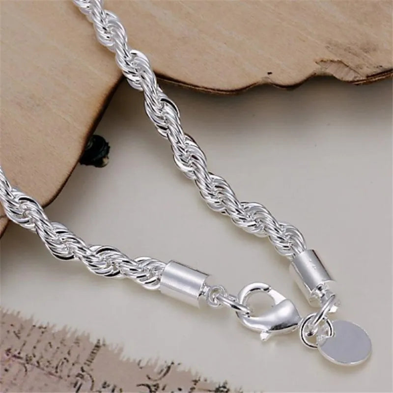 Hot Silver Plated Twisted Rope Bracelet - Fashion Chain Charm