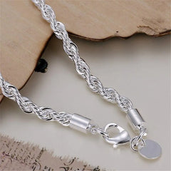 Hot Silver Plated Twisted Rope Bracelet - Fashion Chain Charm