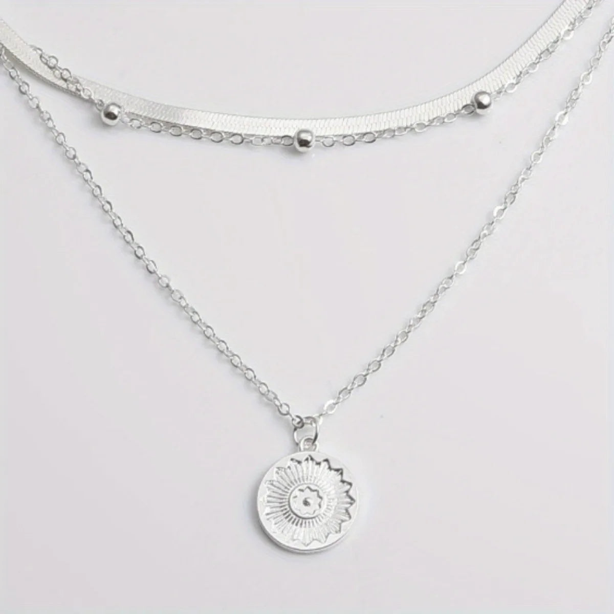 Trendy Women's Necklace - Snake Bone Chain with Round Beads