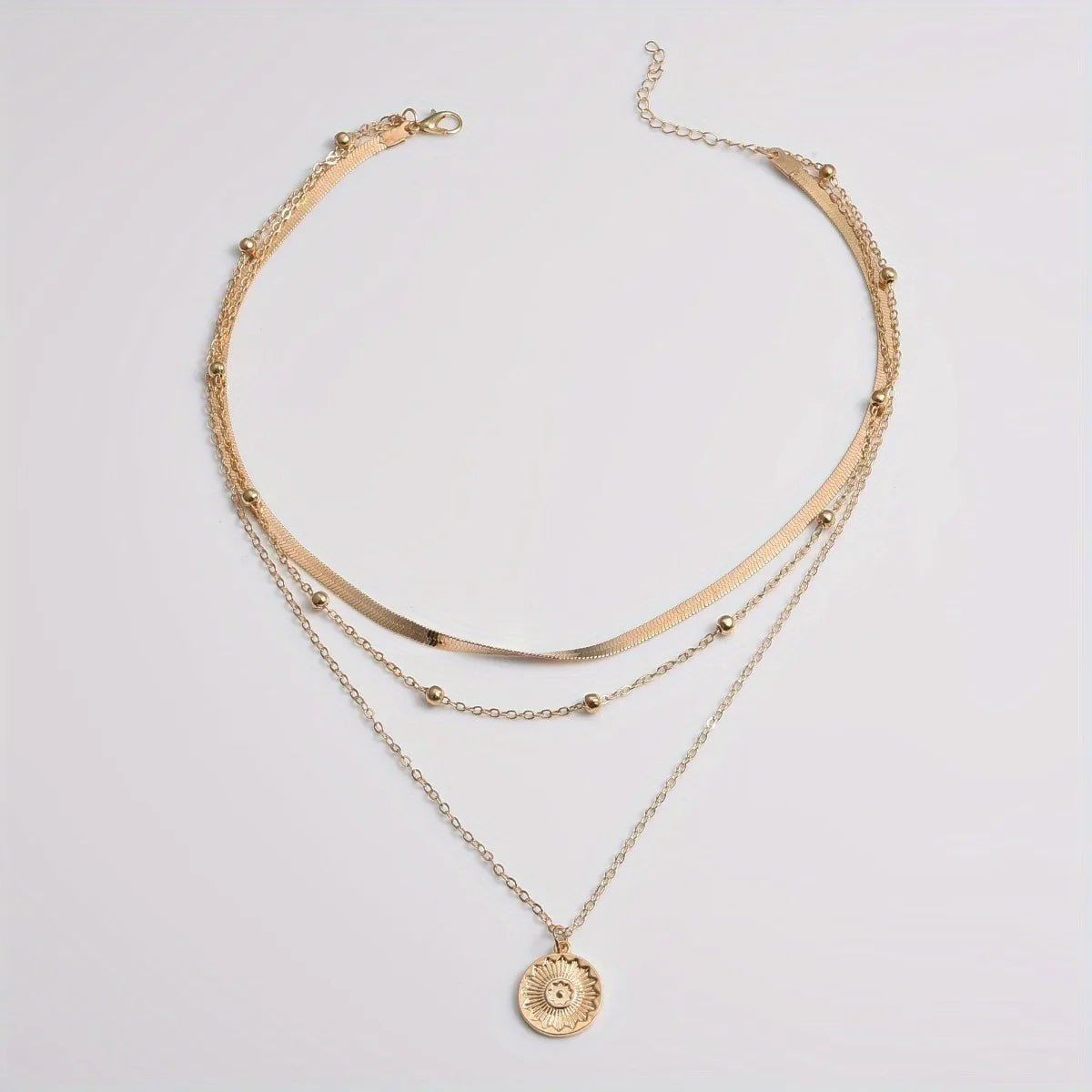 Trendy Women's Necklace - Snake Bone Chain with Round Beads