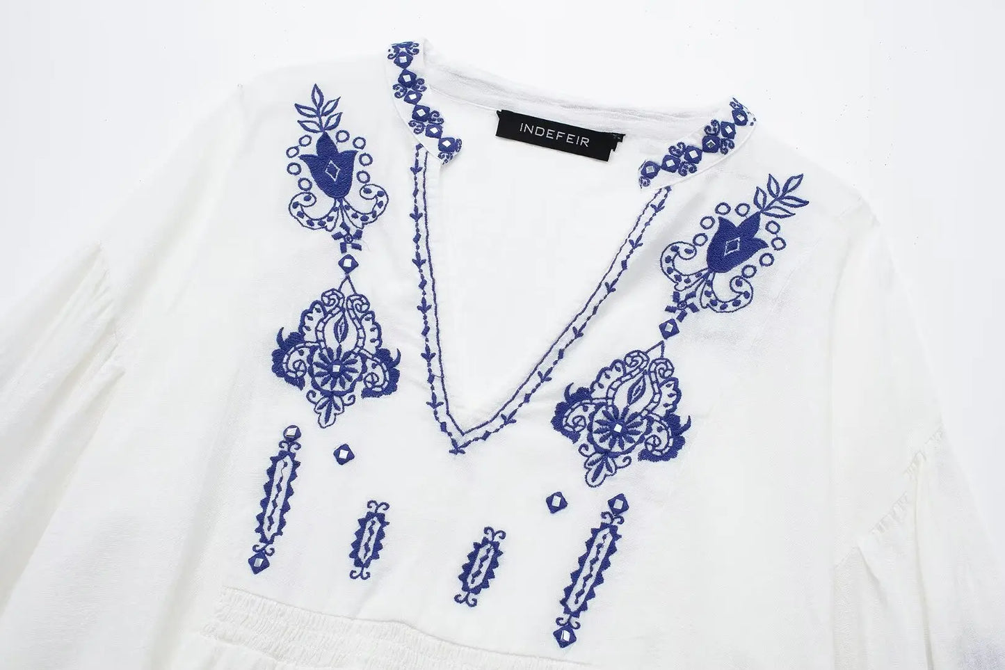 2024 Women's Casual V-Neck Beaded Embroidery Shirt