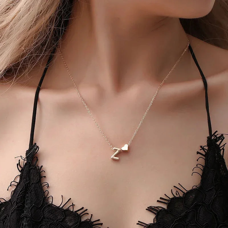 Tiny Heart Initial Choker - Personalized Letter Name Necklace Gift