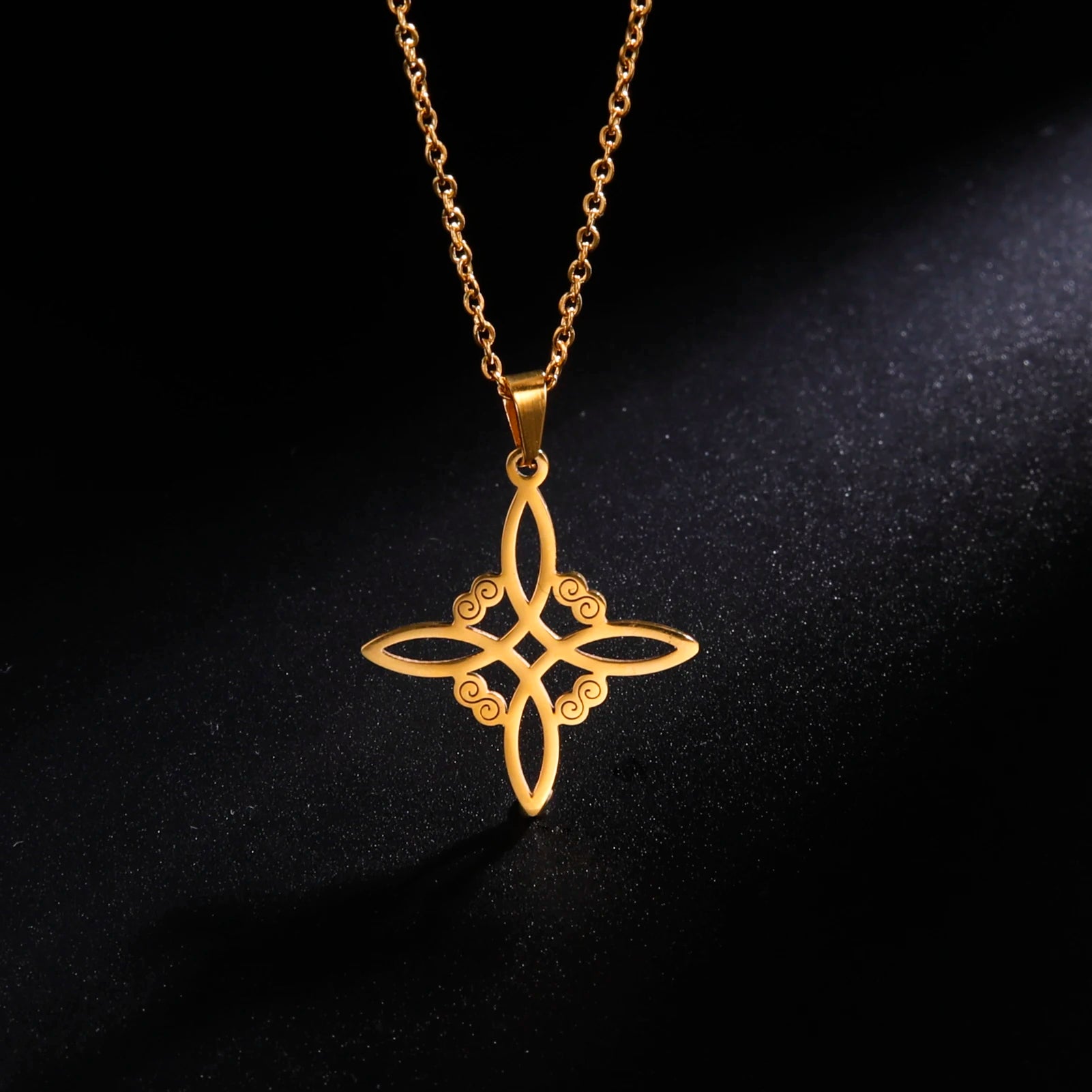 Wicca Witch Knot Necklace - Stainless Steel Choker for Women