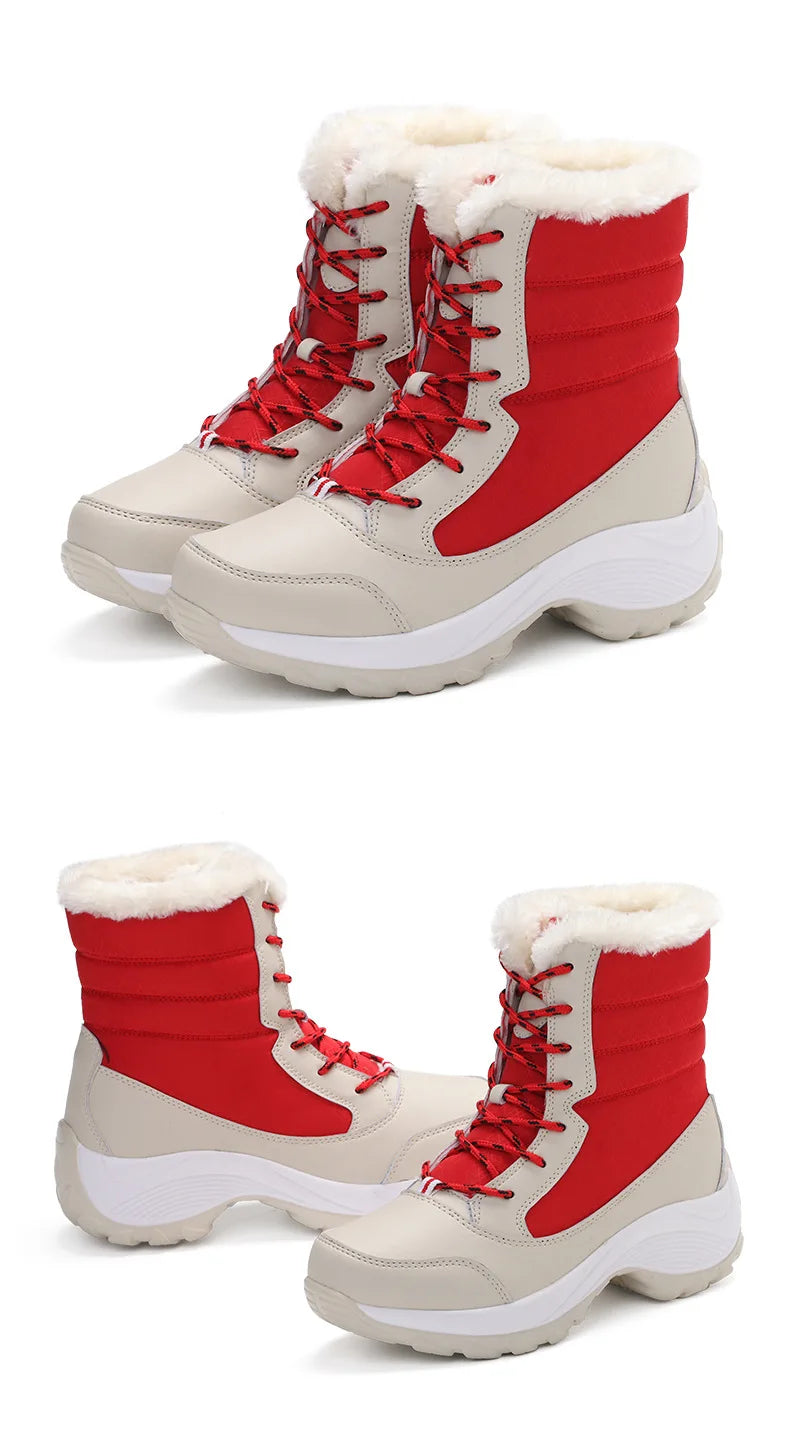 Women's Waterproof Fur-Lined Platform Snow Boots