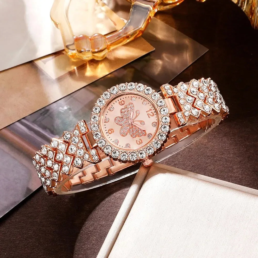 Rose Gold Luxury Watch and Matching Jewelry Set