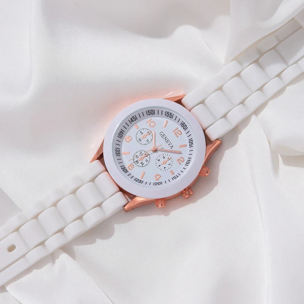 Butterfly Silicone Strap Ladies Quartz Watch & Jewelry Set
