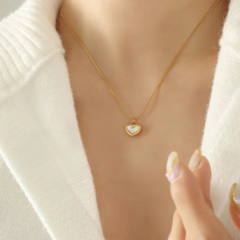 Shell White Sea Mother of Pearl Heart Love Jewelry Set for Girls