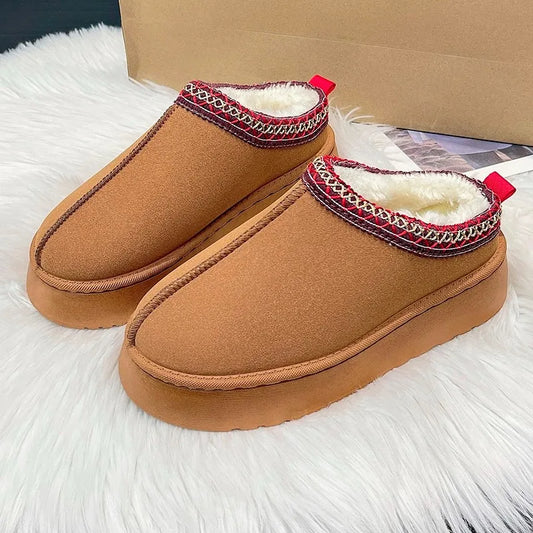 Women's Warm Platform Wool Sheepskin Slippers