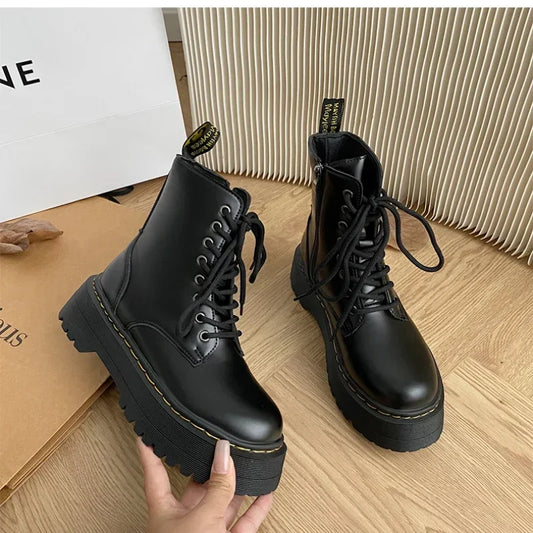 Women's Minimalist Lace-Up Combat Boots